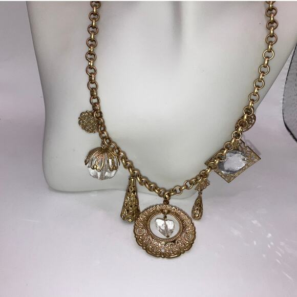 Vintage Filigree Charms Gold-Tone 18 1/8" Necklace! - Picture 2 of 16